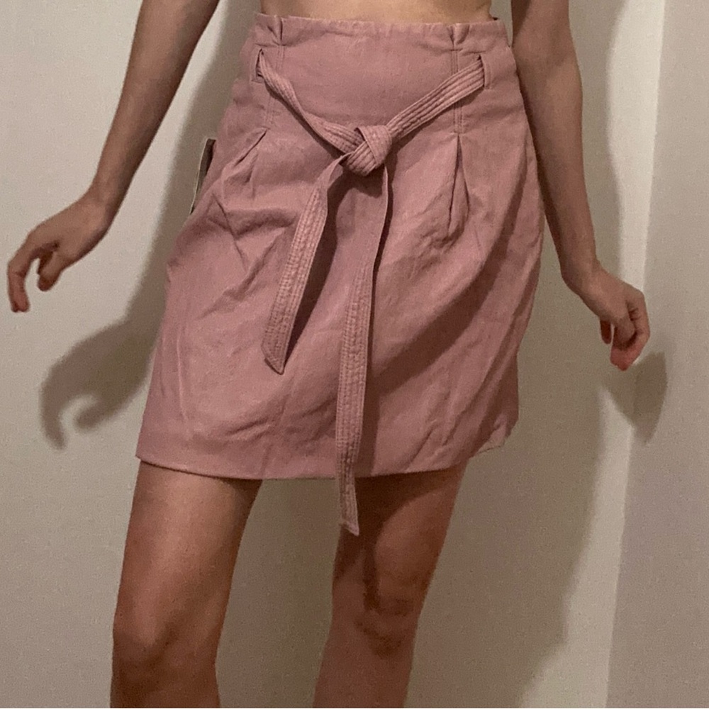 NEW with Tags Free People Skirt Faux Leather Pink 2 Bow Belt